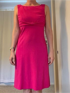 Diane Von Furstenberg Bright Fuchsia Sleeveless Midi Dress with Bow